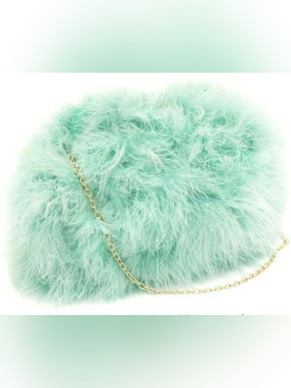 River Island Turquoise Blue Faux Fur Crossbody Bag with Gold Chain